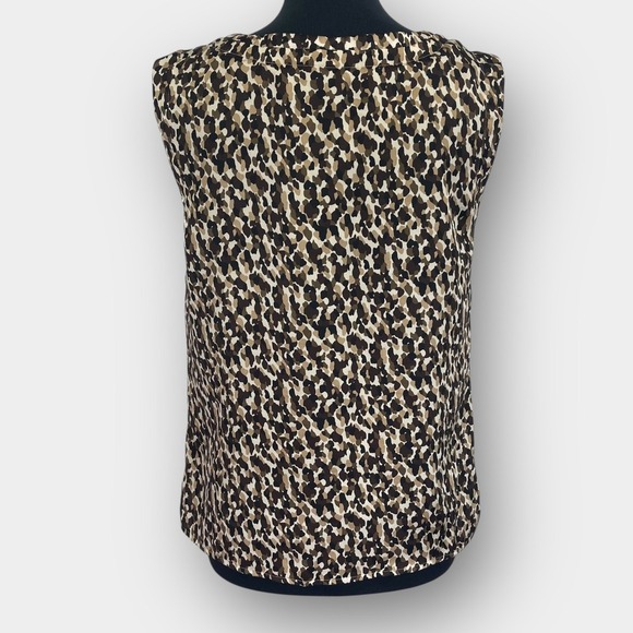 Talbots Women's Sleeveless Blouse Top Animal Print Brown Black White Size Small - Picture 5 of 7